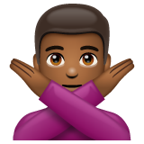 Whatsapp design of the man gesturing NO: medium-dark skin tone emoji verson:2.23.2.72