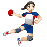 Whatsapp design of the woman playing handball: light skin tone emoji verson:2.23.2.72