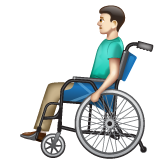 Whatsapp design of the man in manual wheelchair: light skin tone emoji verson:2.23.2.72