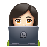Whatsapp design of the woman technologist: light skin tone emoji verson:2.23.2.72