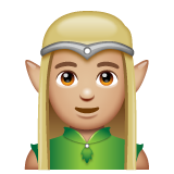 Whatsapp design of the man elf: medium-light skin tone emoji verson:2.23.2.72