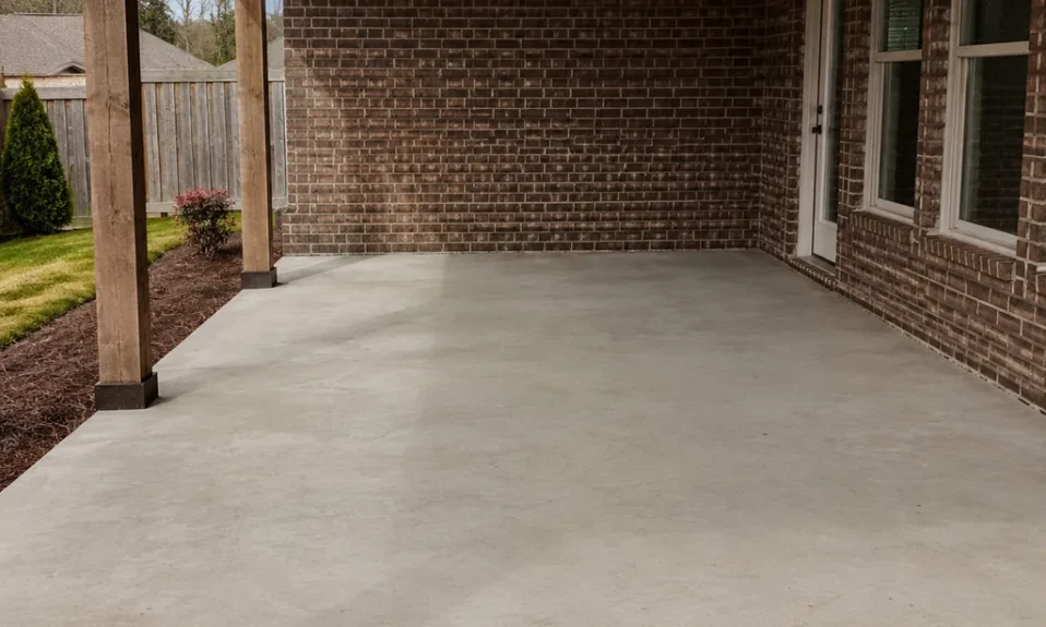 Realistic editorial photo of an American patio showing stopping before patio has a purpose