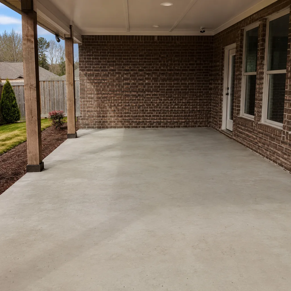 Realistic editorial photo of an American patio showing stopping before patio has a purpose